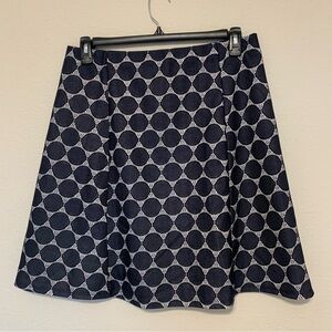 Renee C. Navy and White‎ Circle Pattern A-Line Knee Length XL Skirt Thick Lined